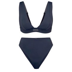 NEW! Skims plunge top and mid waist bikini in gunmetal